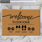 Personalized Family & Pet Footprint And Name Welcome Mat