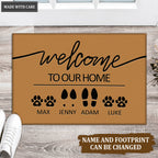Personalized Family & Pet Footprint And Name Welcome Mat