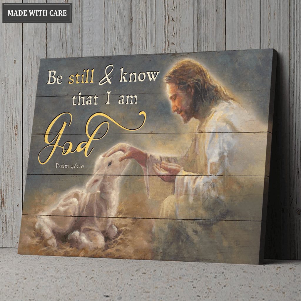 Jesus With Sheep Be Still Wall Art