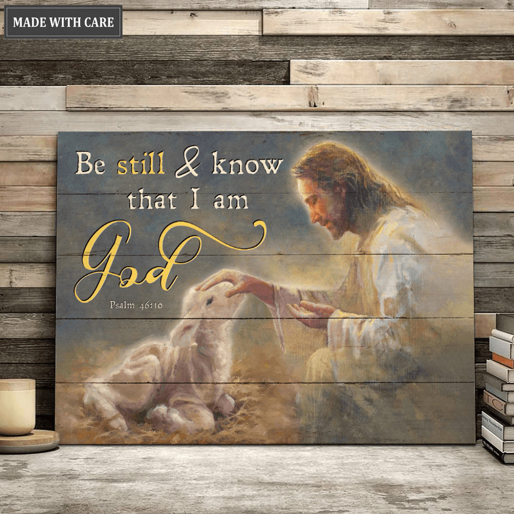 Jesus With Sheep Be Still Wall Art