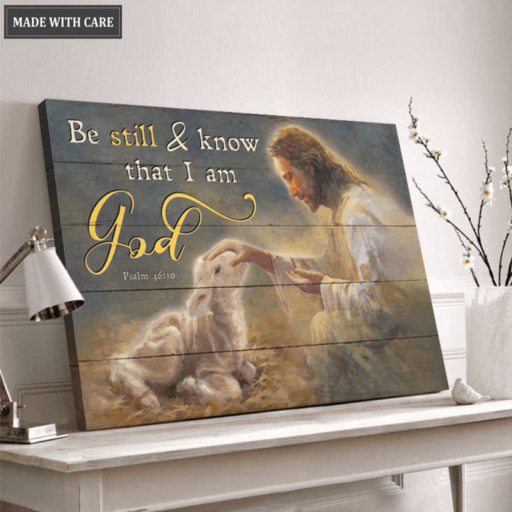 Jesus With Sheep Be Still Wall Art