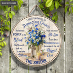 Personalized Blue And White Flower i still believe Wood Circle Sign