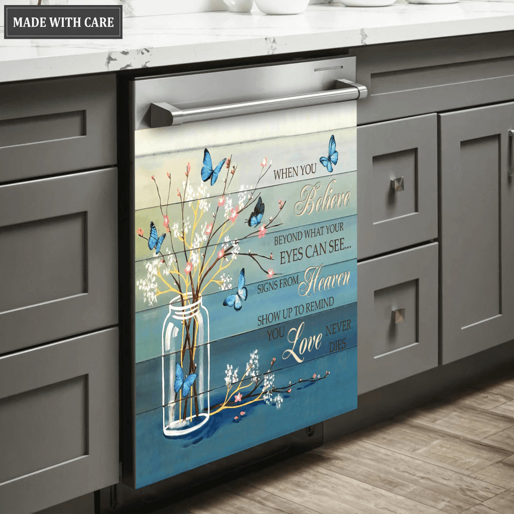 Floral Butterfly When You Believe Magnetic Dishwasher Cover