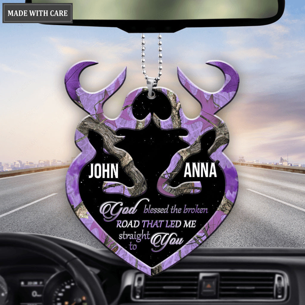 Purple Camo Personalized Buck And Doe God Blessed Ornament