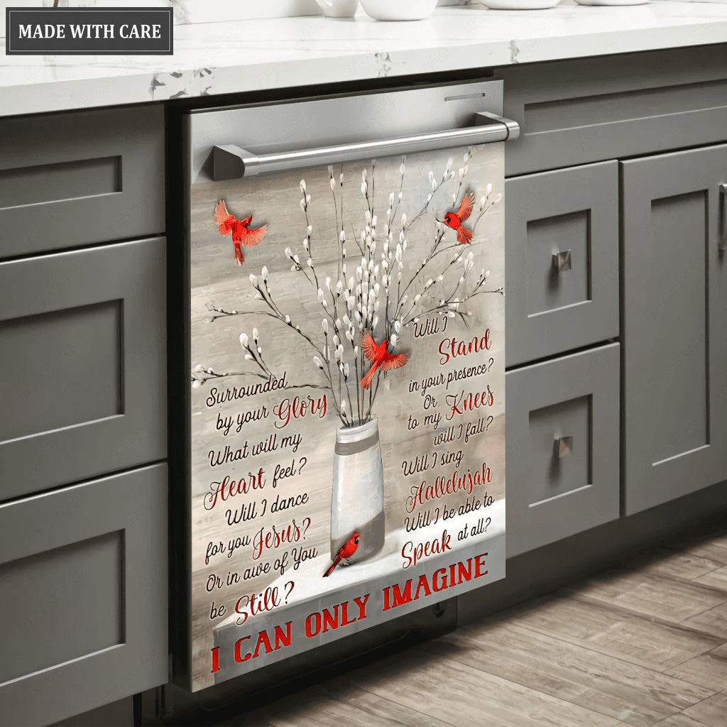 Red Bird Surrounded By Your Glory Magnetic Dishwasher Cover