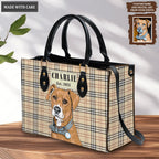 Artistic Plaid Pet Digital Painting Portrait - Personalized Custom Leather Bag