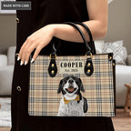 Artistic Plaid Pet Digital Painting Portrait - Personalized Custom Leather Bag