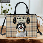 Artistic Plaid Pet Digital Painting Portrait - Personalized Custom Leather Bag