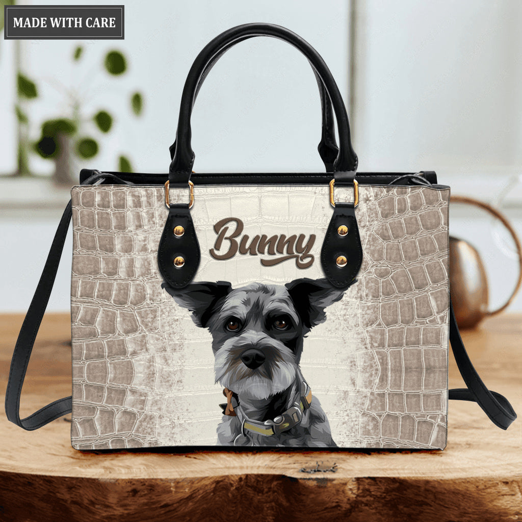 Blur Vintage Elegant Leather Pet Art Portrait - Personalized Custom Leather Bag