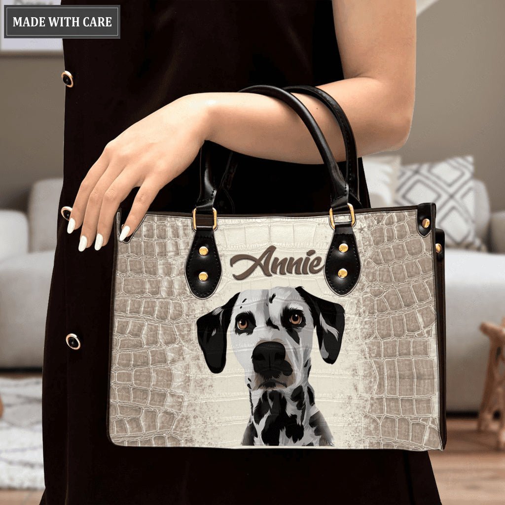 Blur Vintage Elegant Leather Pet Art Portrait - Personalized Custom Leather Bag