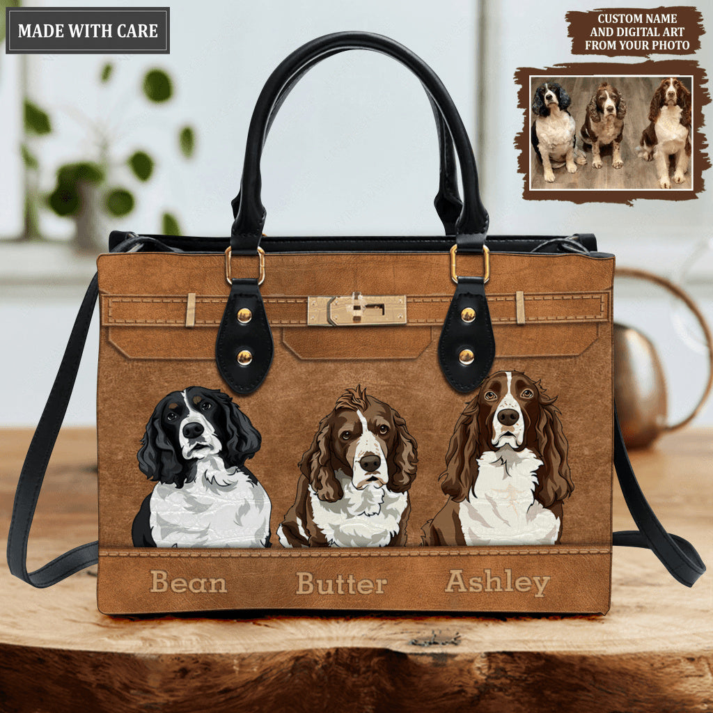 Leather Texture Pet Digital Painting Portrait - Personalized Custom Leather Bag