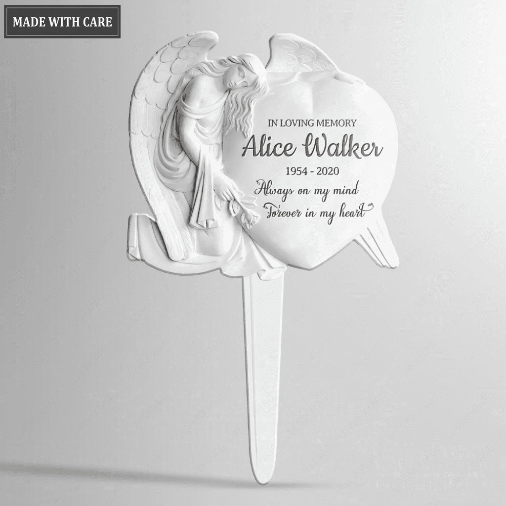 Personalized Angel Heart Memorial Plaque Stake