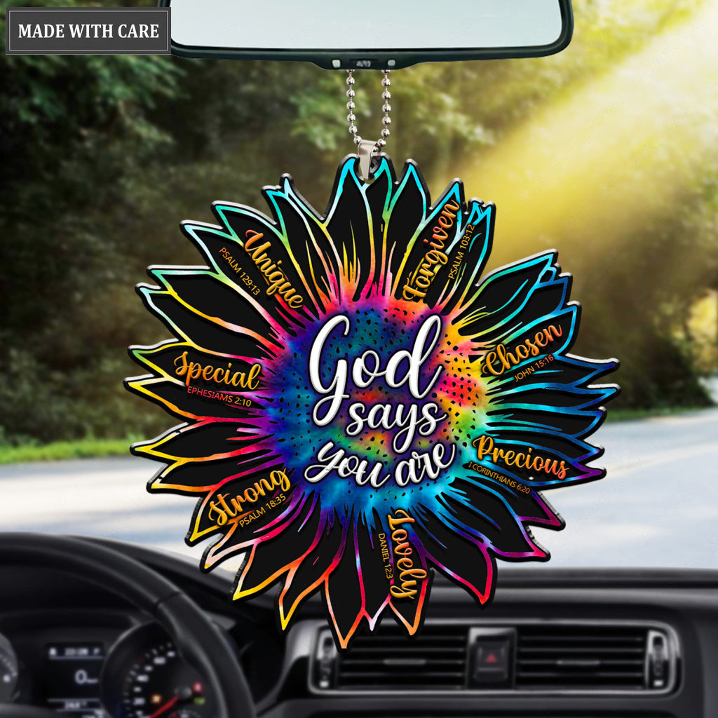 Tie Dye Colorful Flower God SAys You Are Ornament