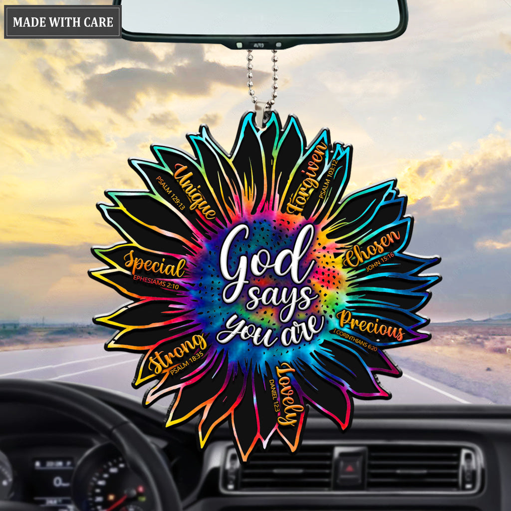 Tie Dye Colorful Flower God SAys You Are Ornament