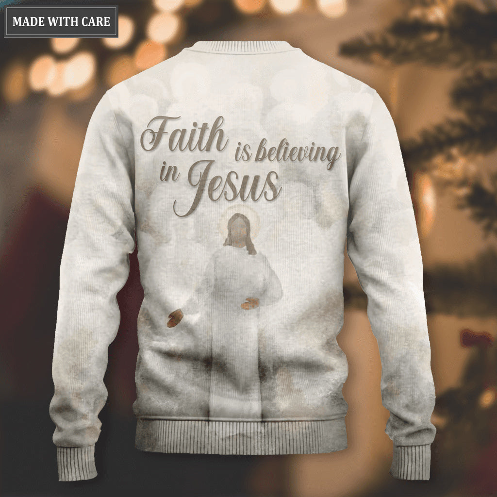Flower Cross Crown Of Jesus Christ Faith Is Believing In Jesus Wool Sweatshirt