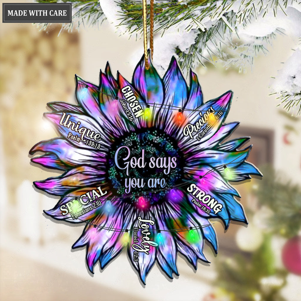 Christmas Light Sunflower God Says You Are Ornament