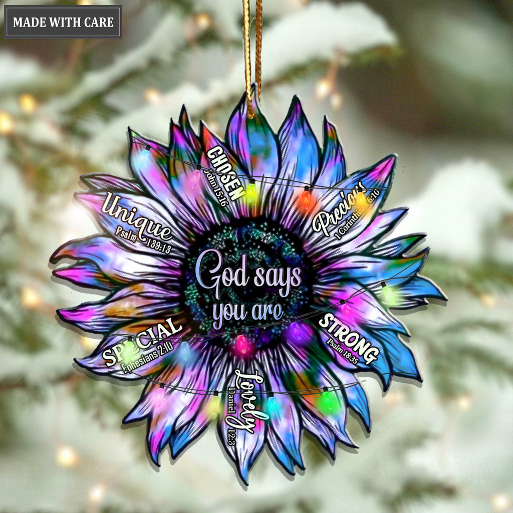 Christmas Light Sunflower God Says You Are Ornament