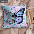 Blue Hologram Sunflower Cross Butterfly God Says You Are Pillow
