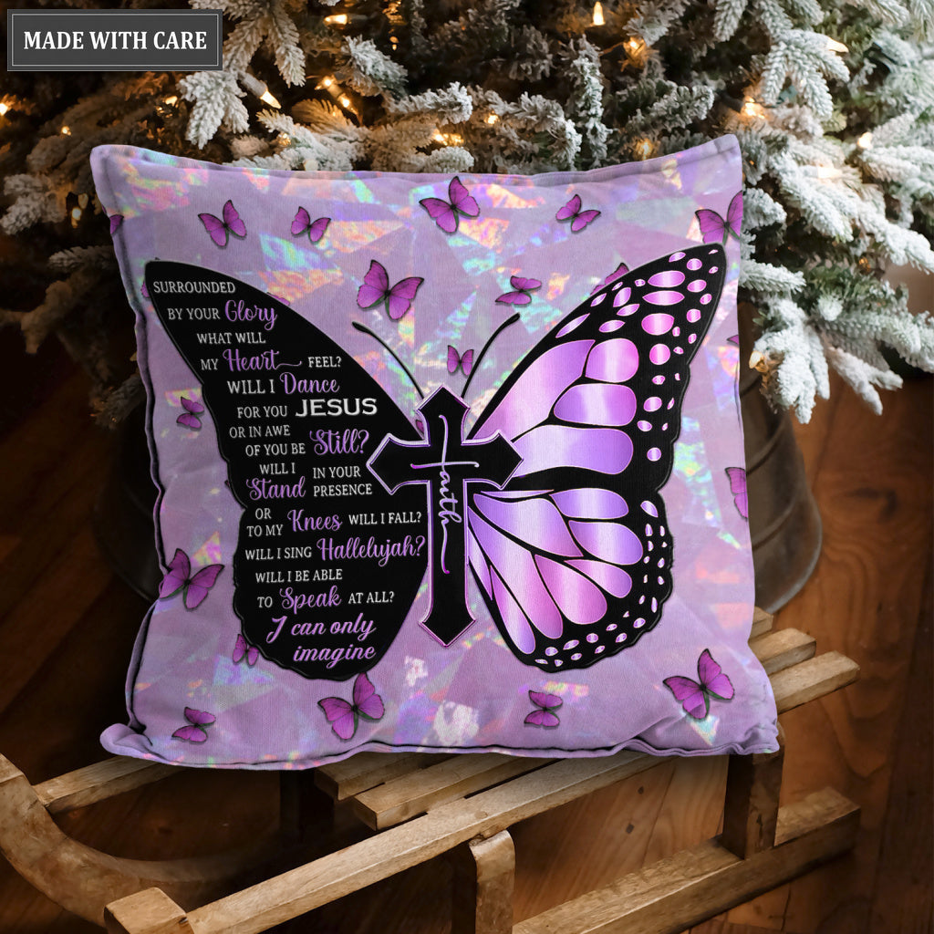 Purple Hologram Butterfly Surrounded By The Glory Pillow