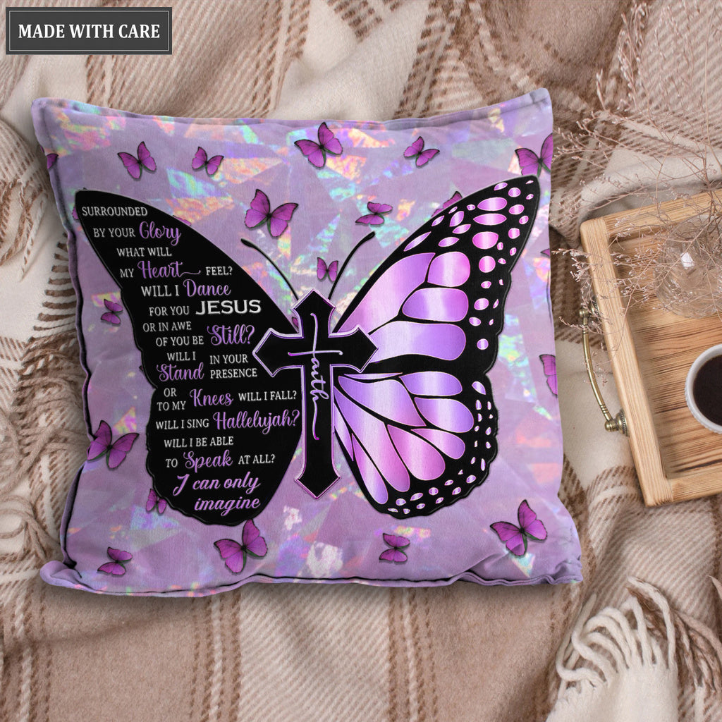Purple Hologram Butterfly Surrounded By The Glory Pillow
