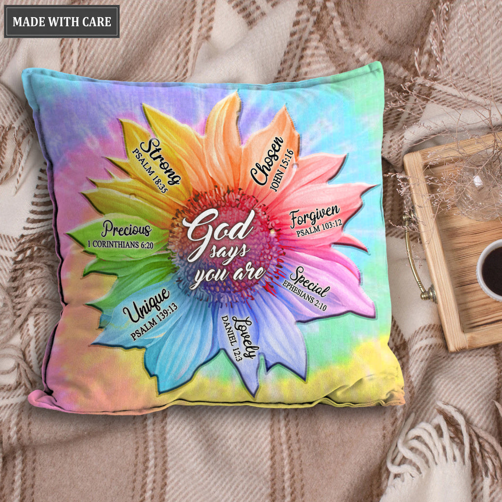 Rainbow Sunflower God Says You Are Pillow