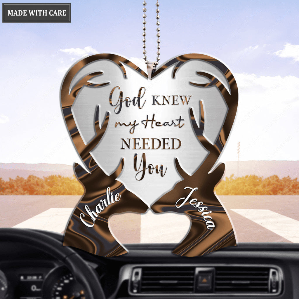 God Knew Deer Couple Personalized Hologram Ornament