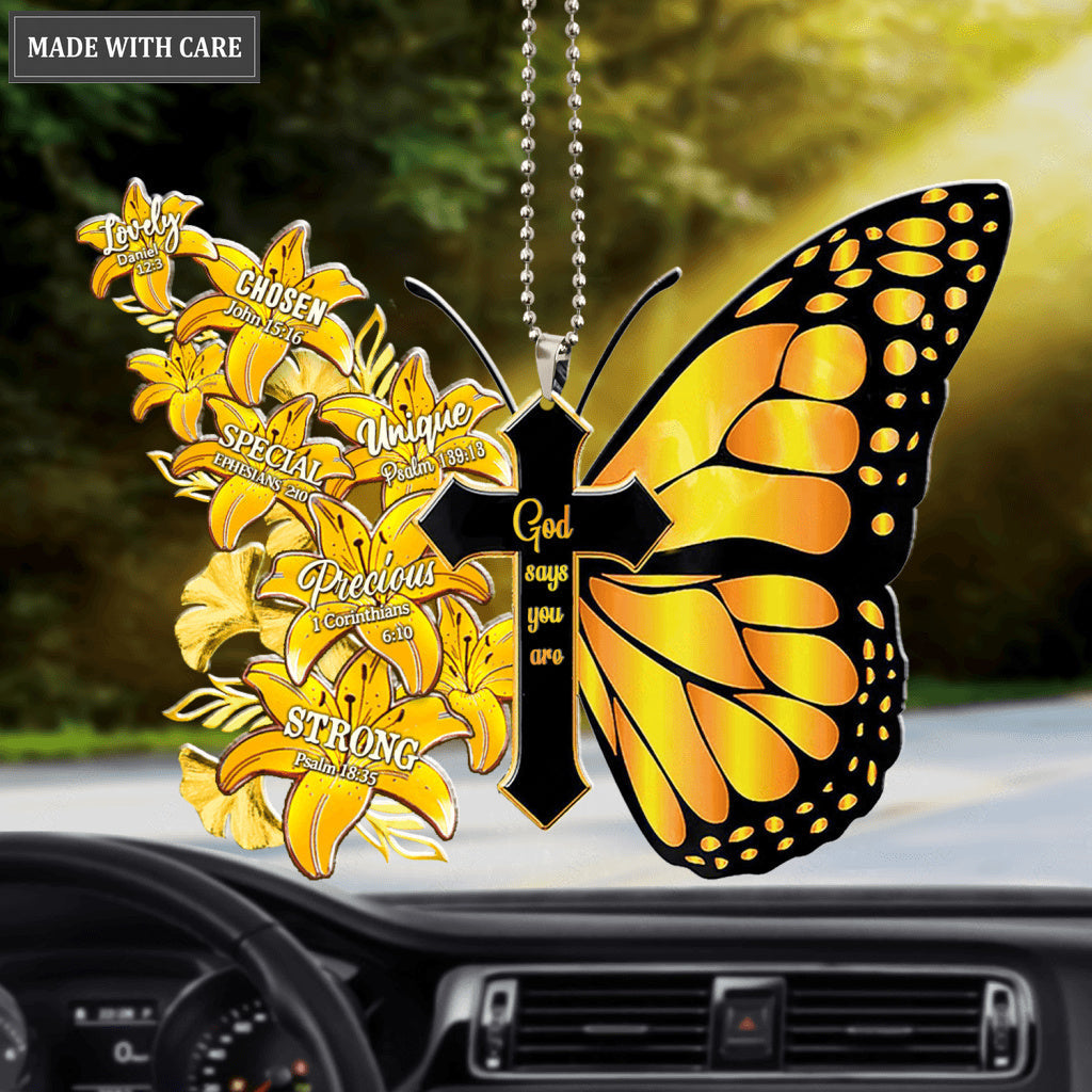 Lily Butterfly Cross God Says You Are Ornament