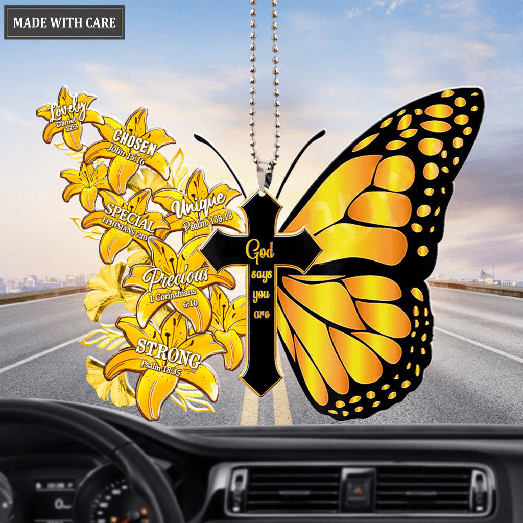 Lily Butterfly Cross God Says You Are Ornament