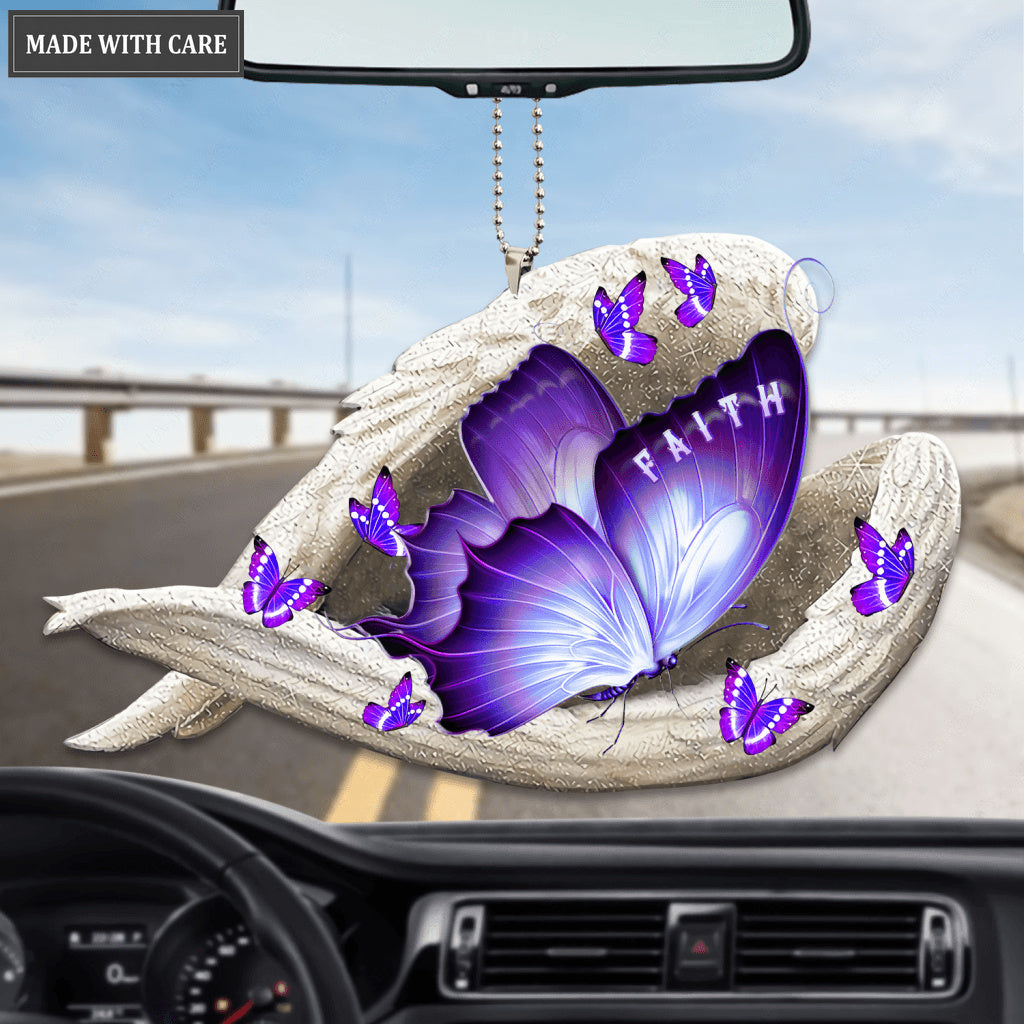 Purple Butterfly Sleeping Angel Faith Ornament