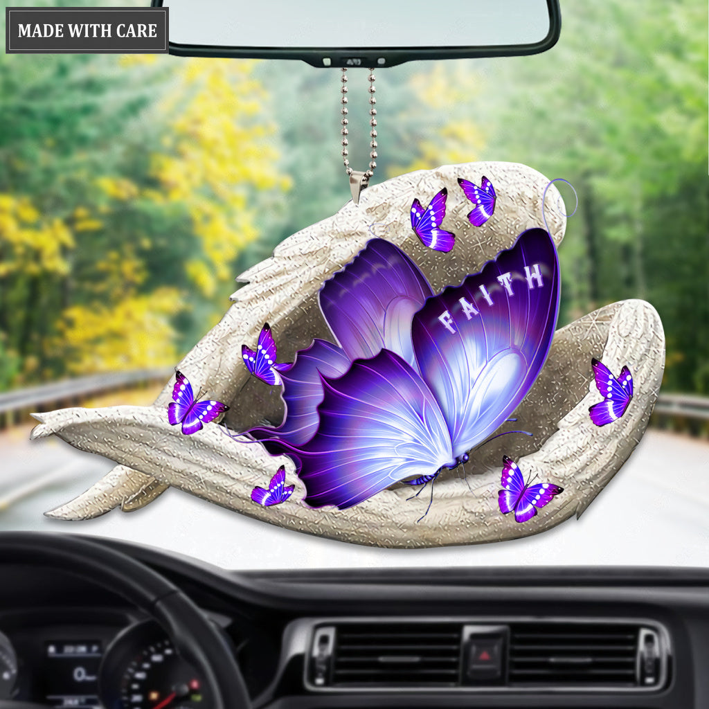 Purple Butterfly Sleeping Angel Faith Ornament