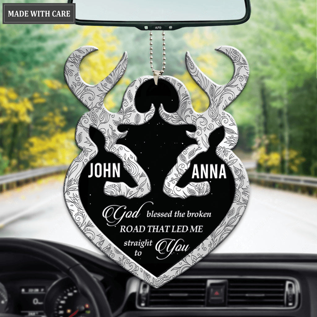 Silver Deer Couple God Blessed Personalized Ornament