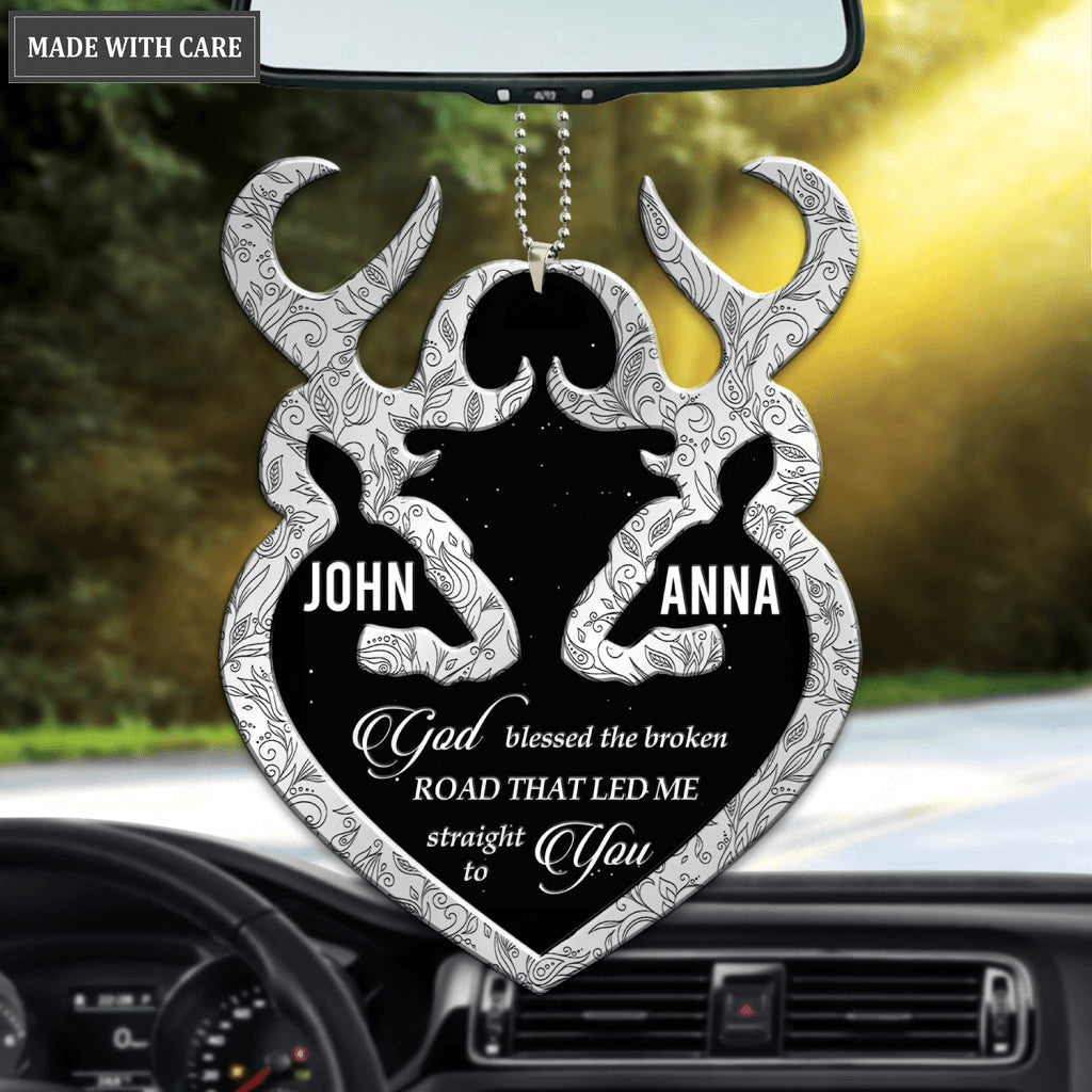 Silver Deer Couple God Blessed Personalized Ornament