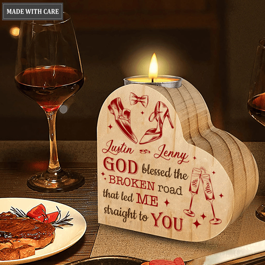 Bride And Groom Shoe Wedding Champain God Blessed Personalized Candle Holder