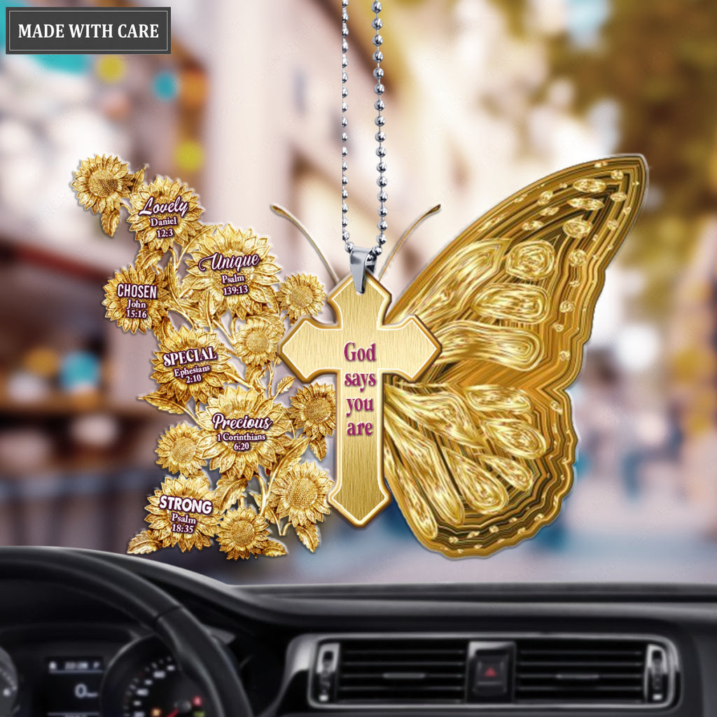 Golden Butterfly Cross God Says You Are Ornament