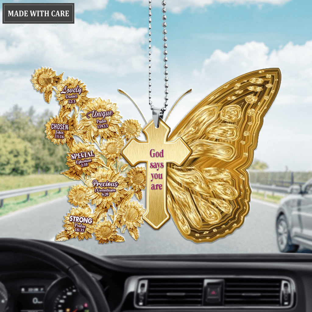 Golden Butterfly Cross God Says You Are Ornament