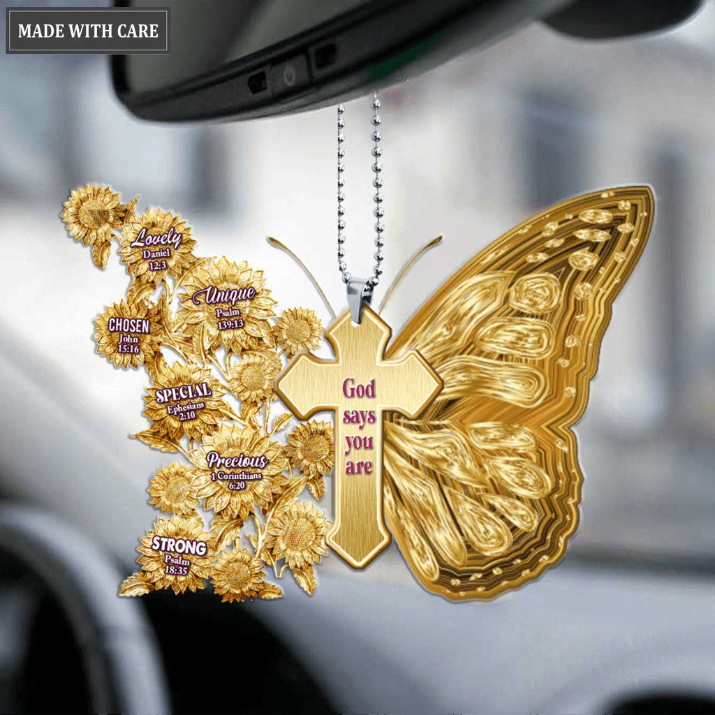 Golden Butterfly Cross God Says You Are Ornament