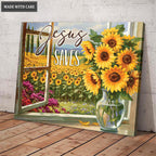 Jesus Saves Sunflower Field Wall Art