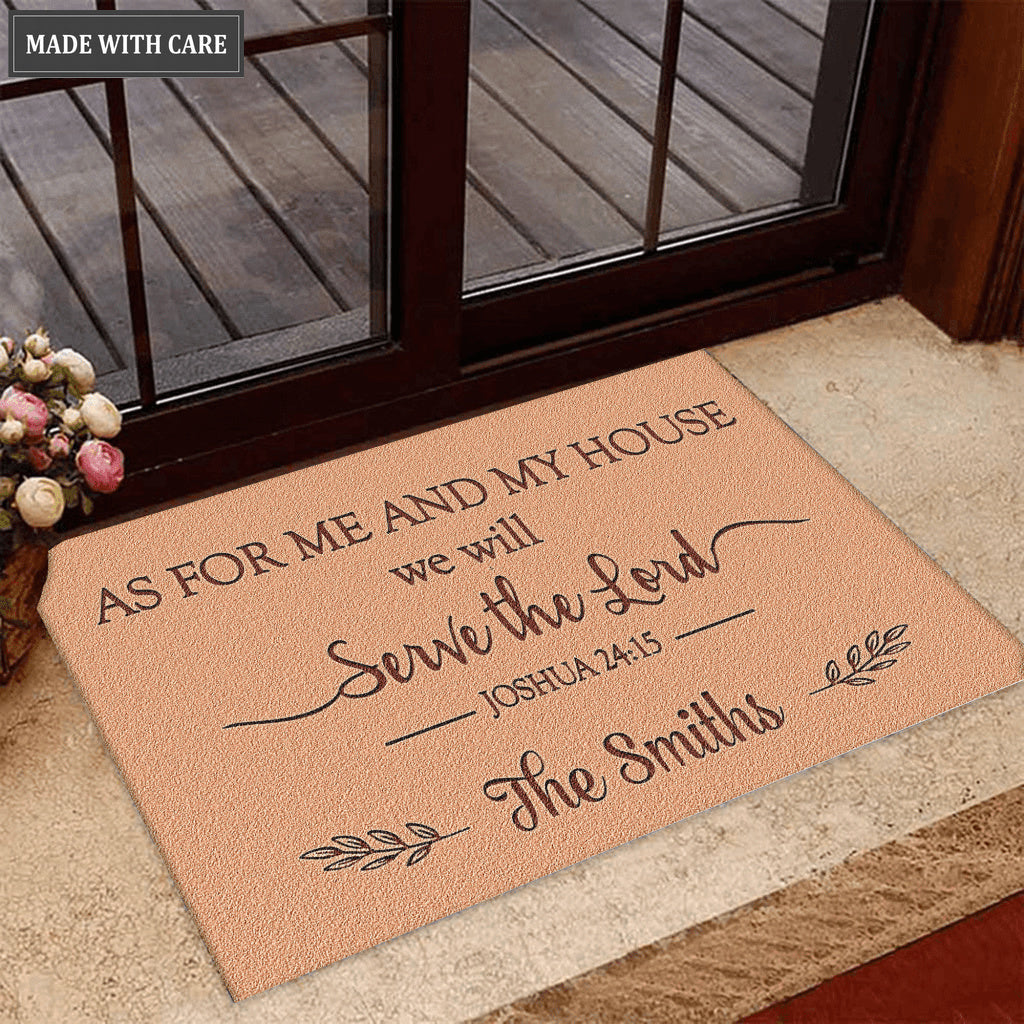 As For Me And My House We Shall Serve the Lord Personalized Doormat