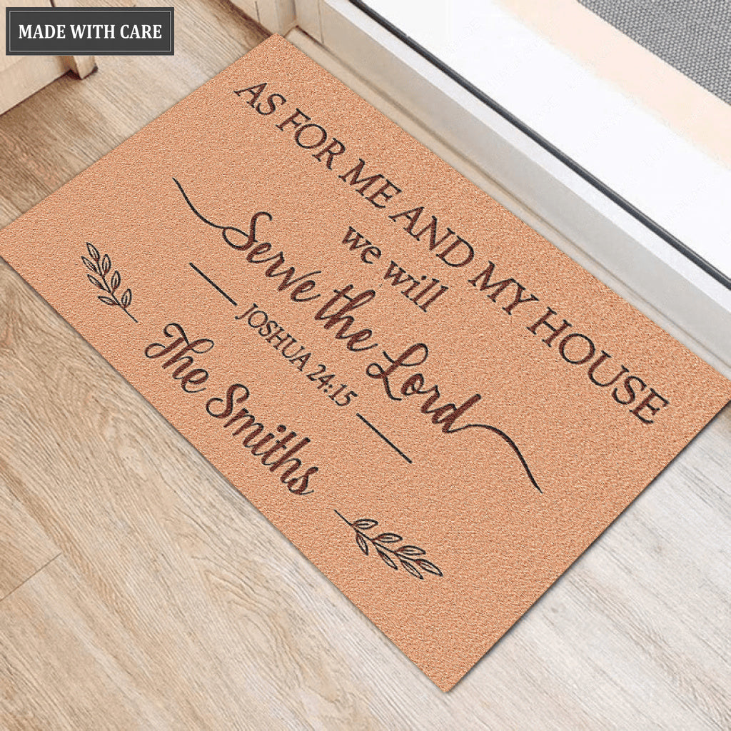 As For Me And My House We Shall Serve the Lord Personalized Doormat