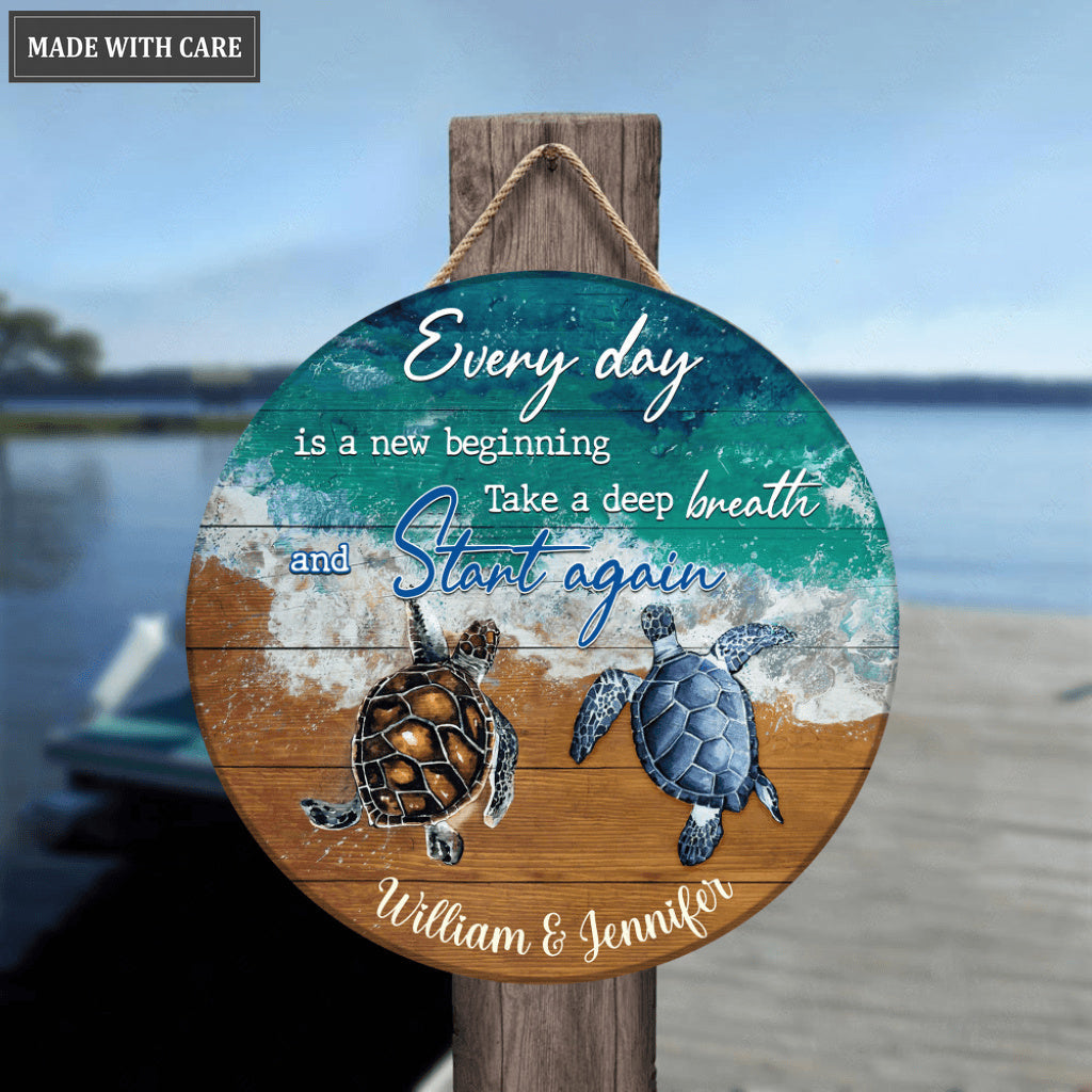 Personalized Every day Is A New Beginning Wood Circle Sign