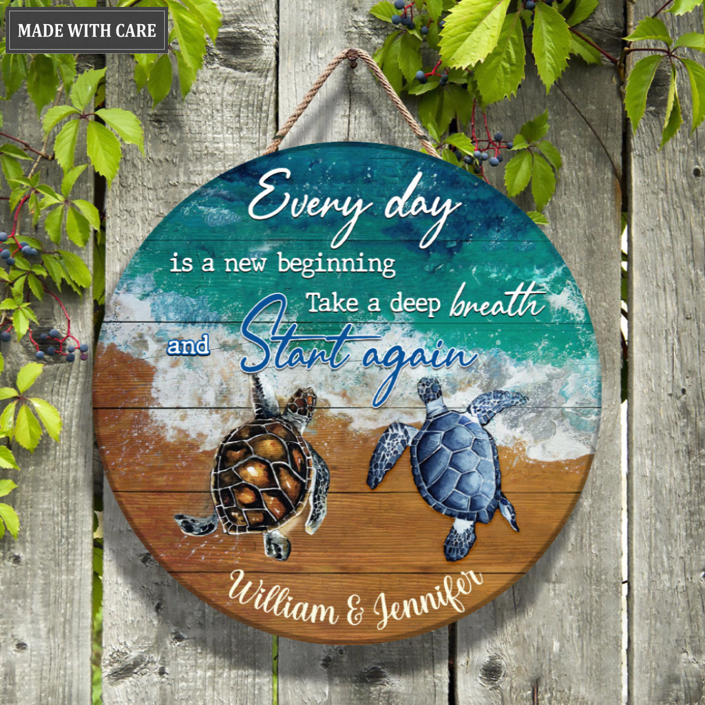 Personalized Every day Is A New Beginning Wood Circle Sign