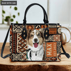 Hawaiian Style Tapa Tribal Pet Digital Painting Portrait - Personalized Custom Leather Bag