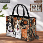 Hawaiian Style Tapa Tribal Pet Digital Painting Portrait - Personalized Custom Leather Bag