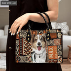 Hawaiian Style Tapa Tribal Pet Digital Painting Portrait - Personalized Custom Leather Bag
