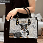 Vintage Elegant Leaf Pattern Pet Digital Painting Portrait - Personalized Custom Leather Bag