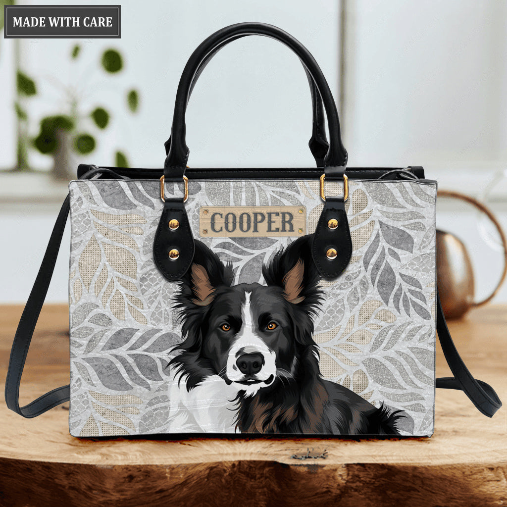 Vintage Elegant Leaf Pattern Pet Digital Painting Portrait - Personalized Custom Leather Bag