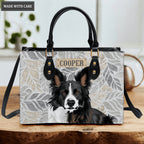 Vintage Elegant Leaf Pattern Pet Digital Painting Portrait - Personalized Custom Leather Bag
