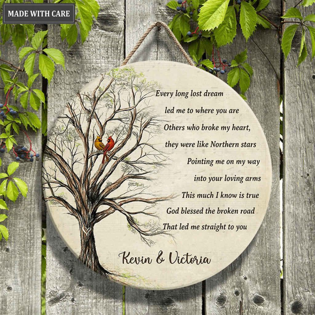 Personalized God Blessed Couple Cardinal Circle Sign