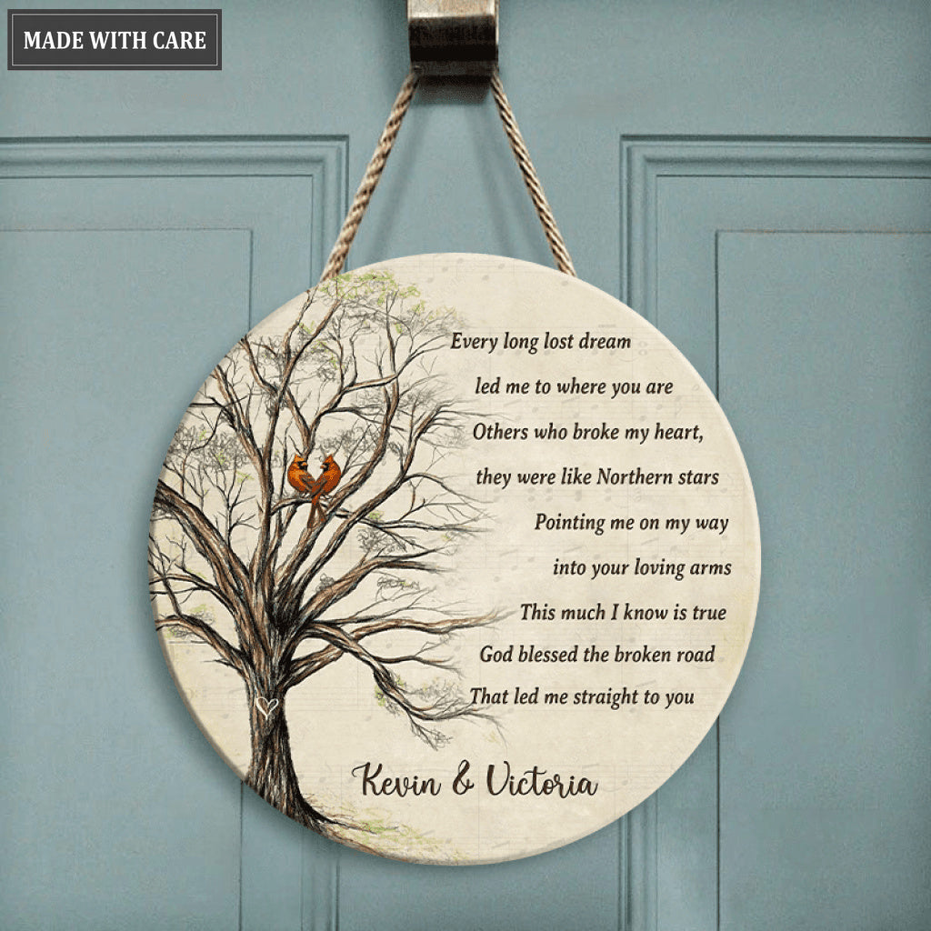 Personalized God Blessed Couple Cardinal Circle Sign