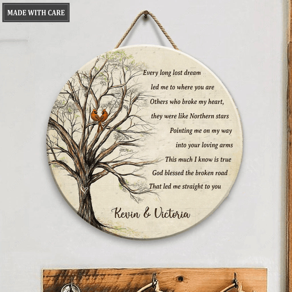 Personalized God Blessed Couple Cardinal Circle Sign